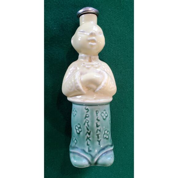 Antique Ceramic Sprinkler Bottle, Green and Yellow, Sprinkle Plenty, 1960s - Picture 2 of 7